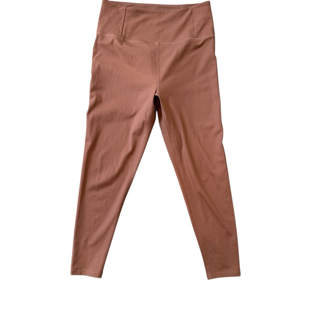 Rosegold/Nude Ribbed High-Waist Leggings M